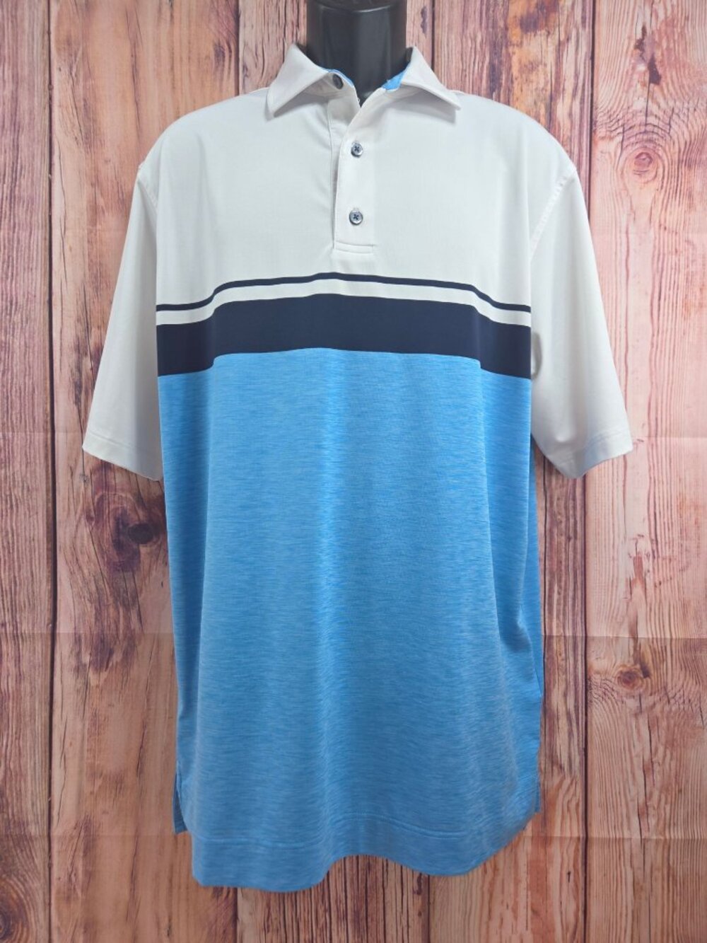Footjoy Mens Blue Colorblock Moisture-Wicking Polo Size Large